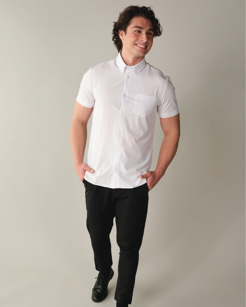 Range Shirt - White Short Sleeve - Button Down Collar