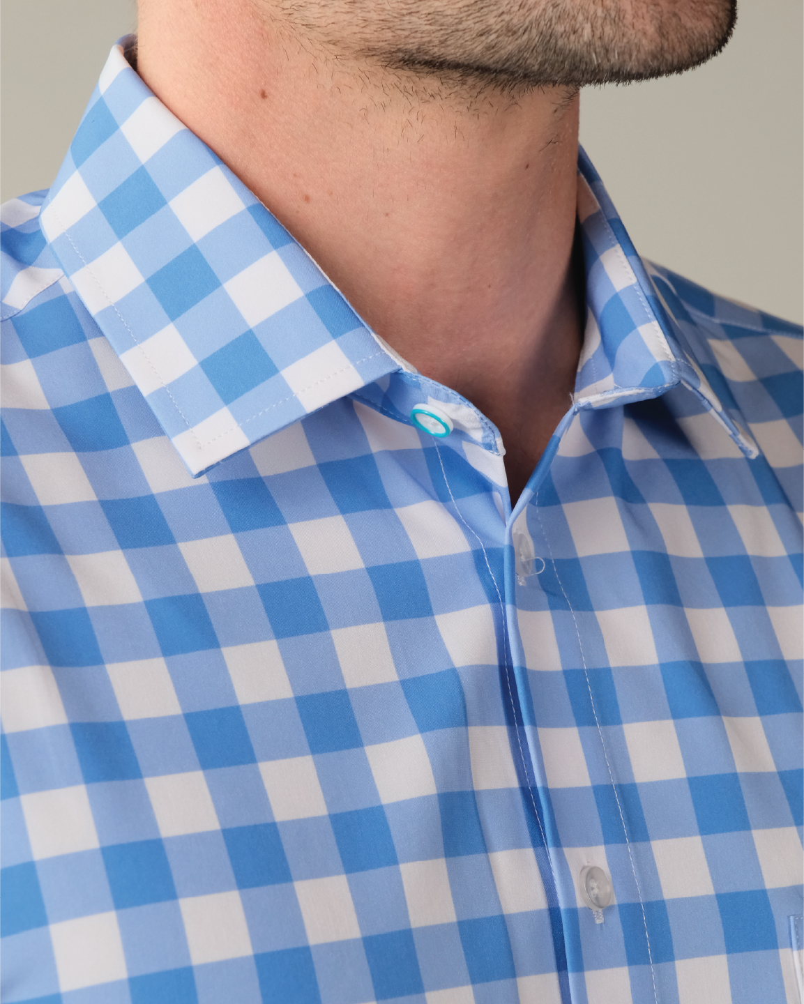 Range Shirt - Ocean Blue and White Large Gingham