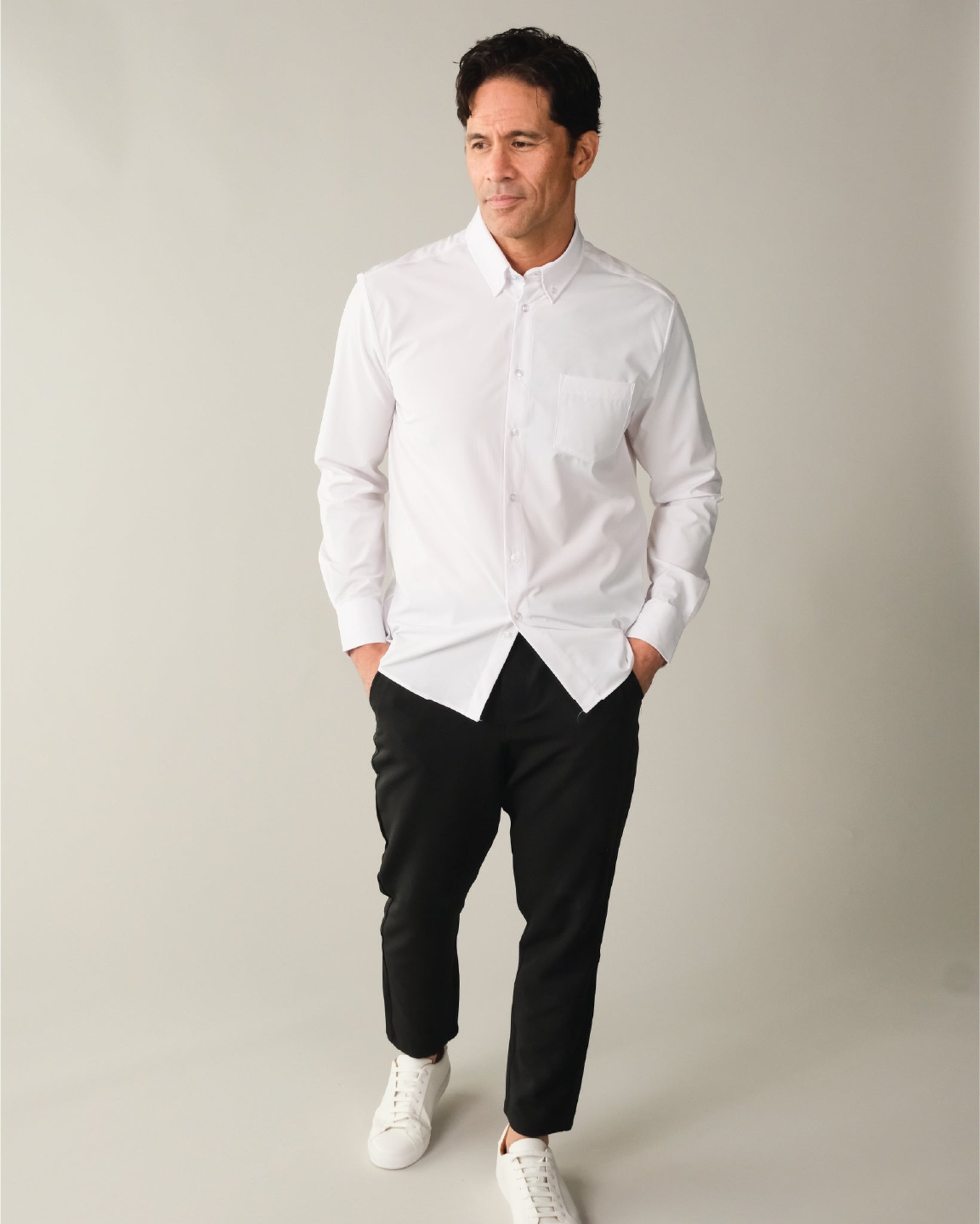 Range Shirt - White Long Sleeve - Button Down Collar