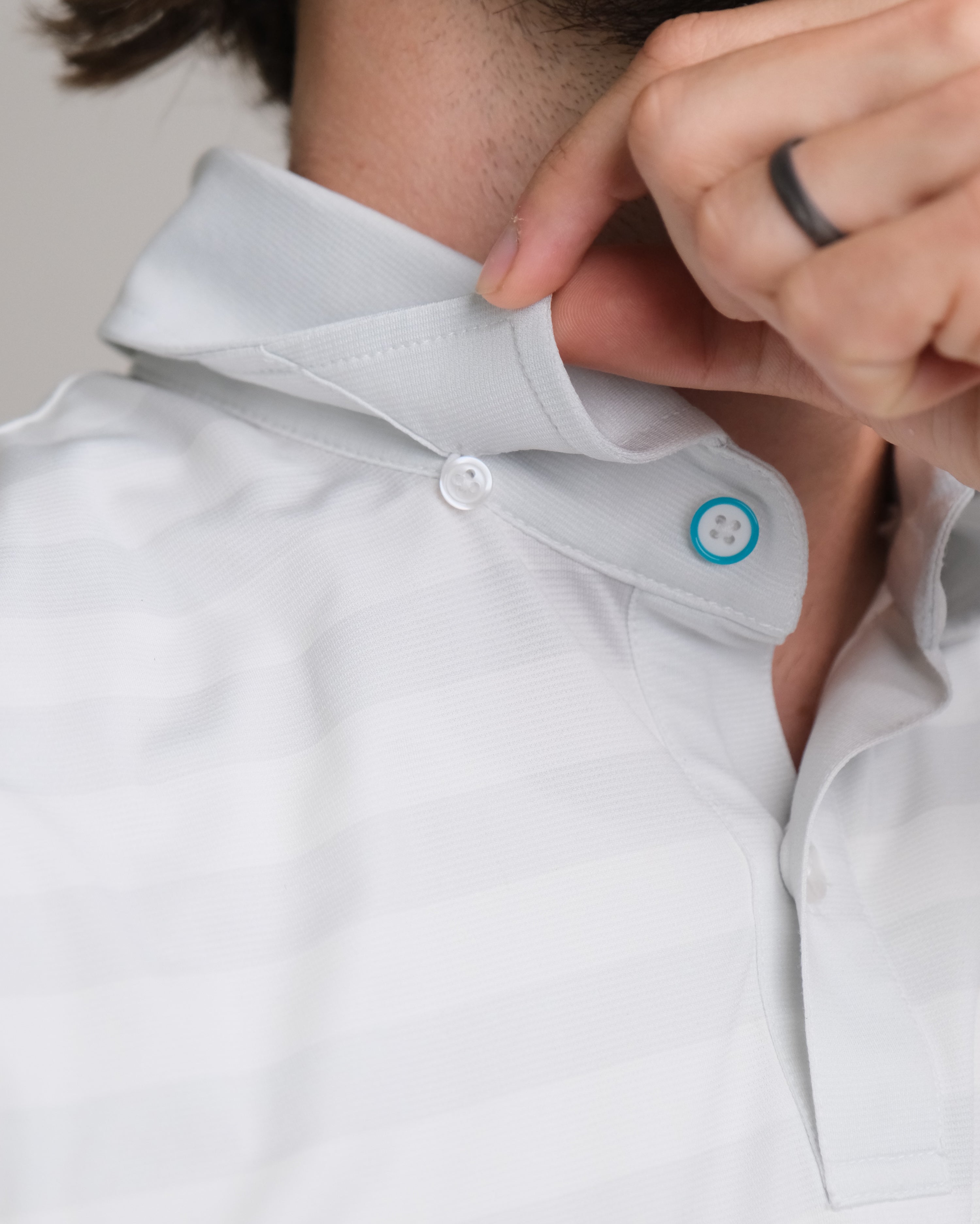 Tropic Polo - White and Grey Stripe