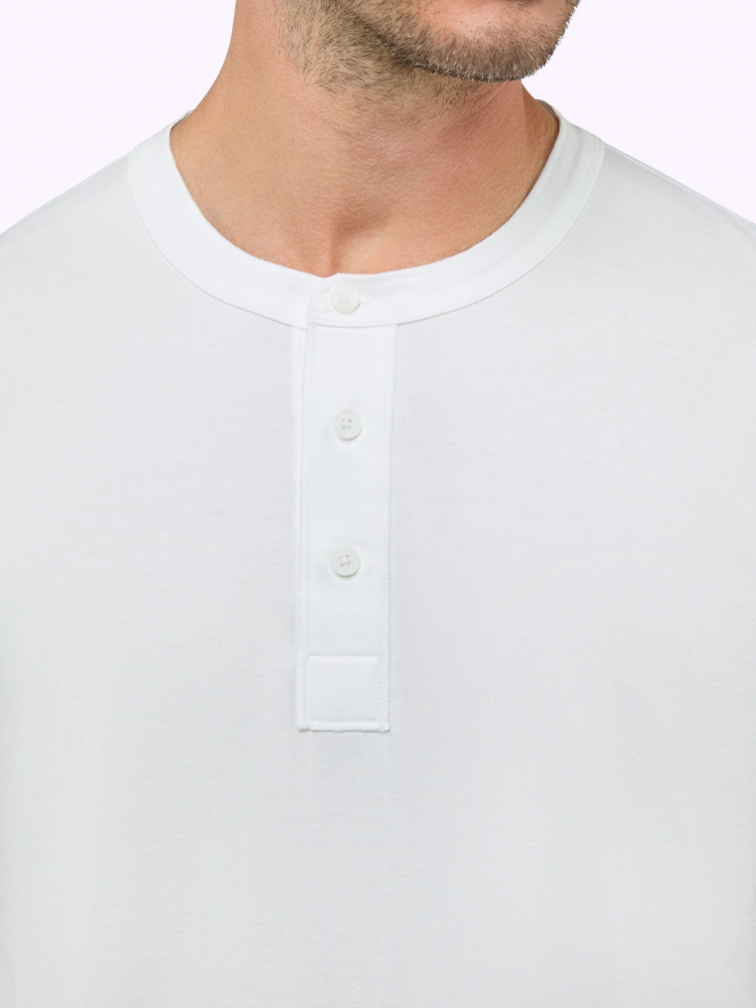 SoHo Pima Henley Tee | White Classic-Fit